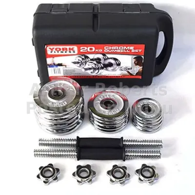 20KG Adjustable Chrome Dumbbell & Barbell Set with Case (Brand New)