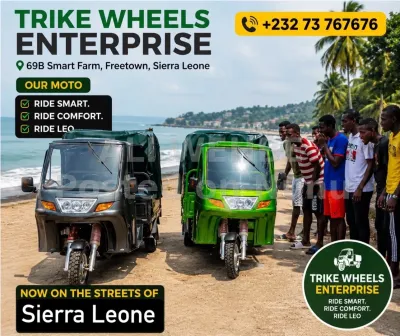 tricycles 6,9 and 12 passengers and mini delivery vans . Leo brand